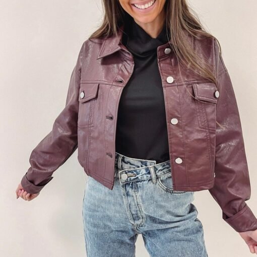 Kasey Rhinestone Leather Jacket – Image 3