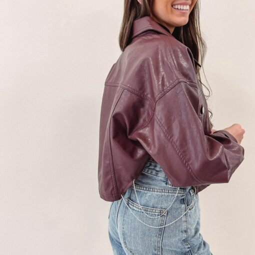 Kasey Rhinestone Leather Jacket – Image 4