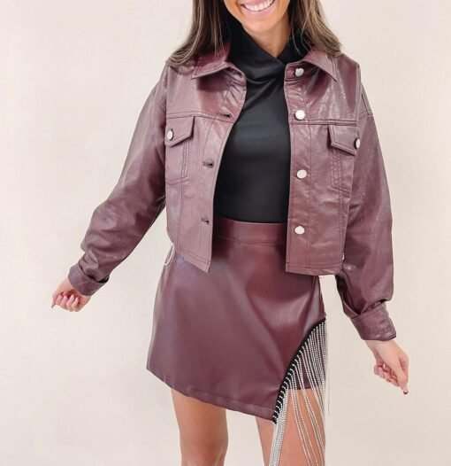 Kasey Rhinestone Leather Jacket – Image 5