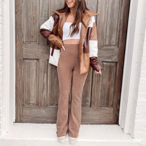 Knit Ribbed Flare Leggings – Image 5