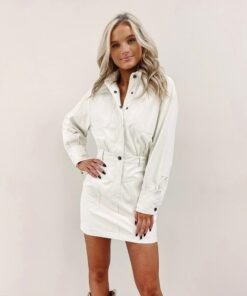 Kourtney Faux Leather Dress – Cream