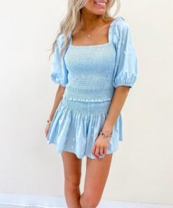 Light Blue Rhinestone Swing Shorts – Queen Of Sparkles