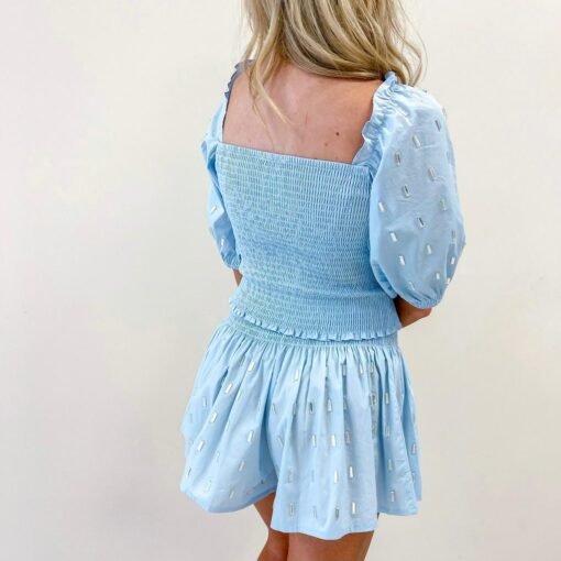 Light Blue Rhinestone Swing Shorts – Queen Of Sparkles – Image 3