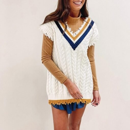Navy/Gold Sweater Vest – Image 4