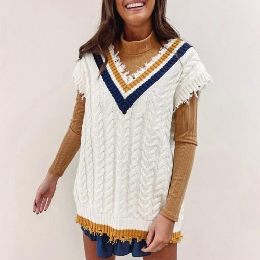 Navy/Gold Sweater Vest – Image 5