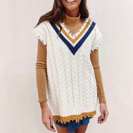 Navy/Gold Sweater Vest – Image 6