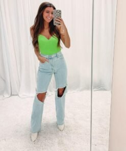 Neon Sweetheart Neckline Bodysuit