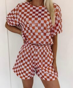 Orange Checkered Shorts