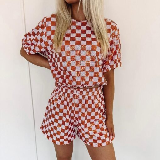 Orange Checkered Shorts – Image 3