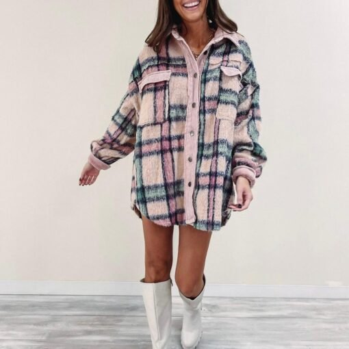 Pink Plaid Shacket – Image 3