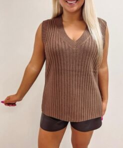 Reagan Sweater Vest – Brown