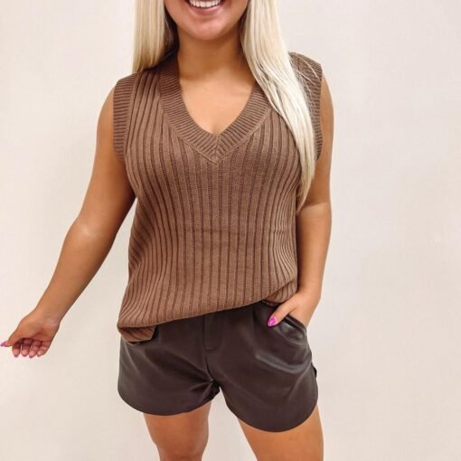 Reagan Sweater Vest – Brown – Image 4