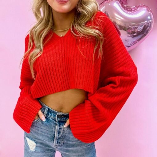 Red Cropped Hoodie – Image 3