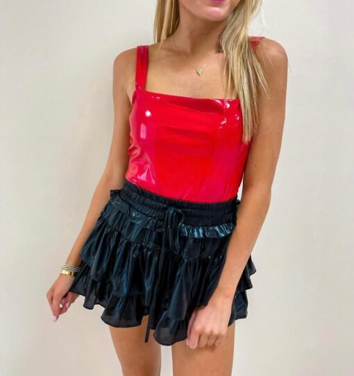 Red Faux Leather Bodysuit – Image 3