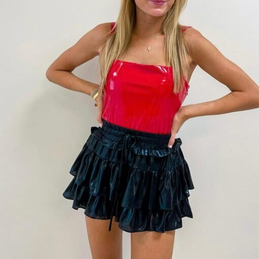 Red Faux Leather Bodysuit – Image 4