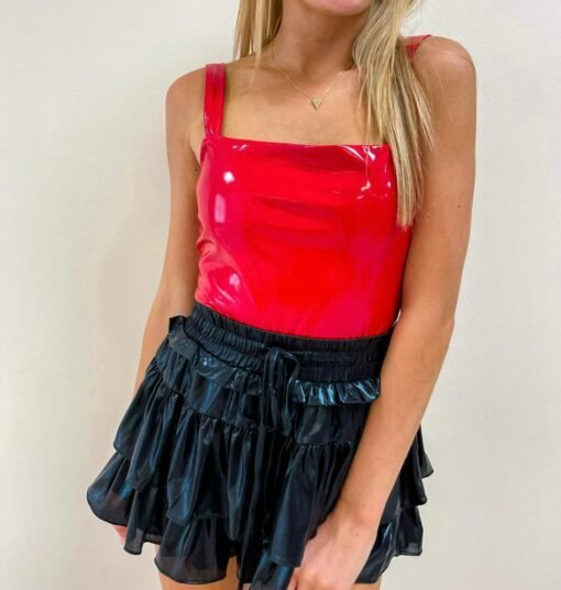 Red Faux Leather Bodysuit – Image 6