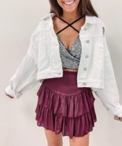 Rhinestone Denim Jacket – White