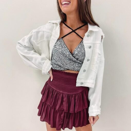 Rhinestone Denim Jacket – White – Image 6