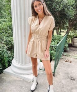 Ruched Shoulder Romper