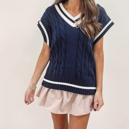 Ryan Sweater Vest – Navy – Image 6