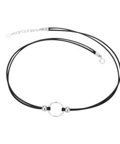 Black Rope Round Choker S925 Sterling Silver A020