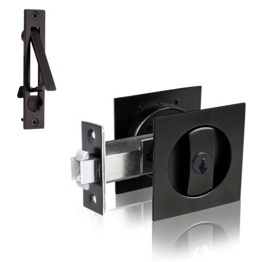 Pocket Door Lock With Key Modern Entry Sliding Barn Door Latch – Image 2