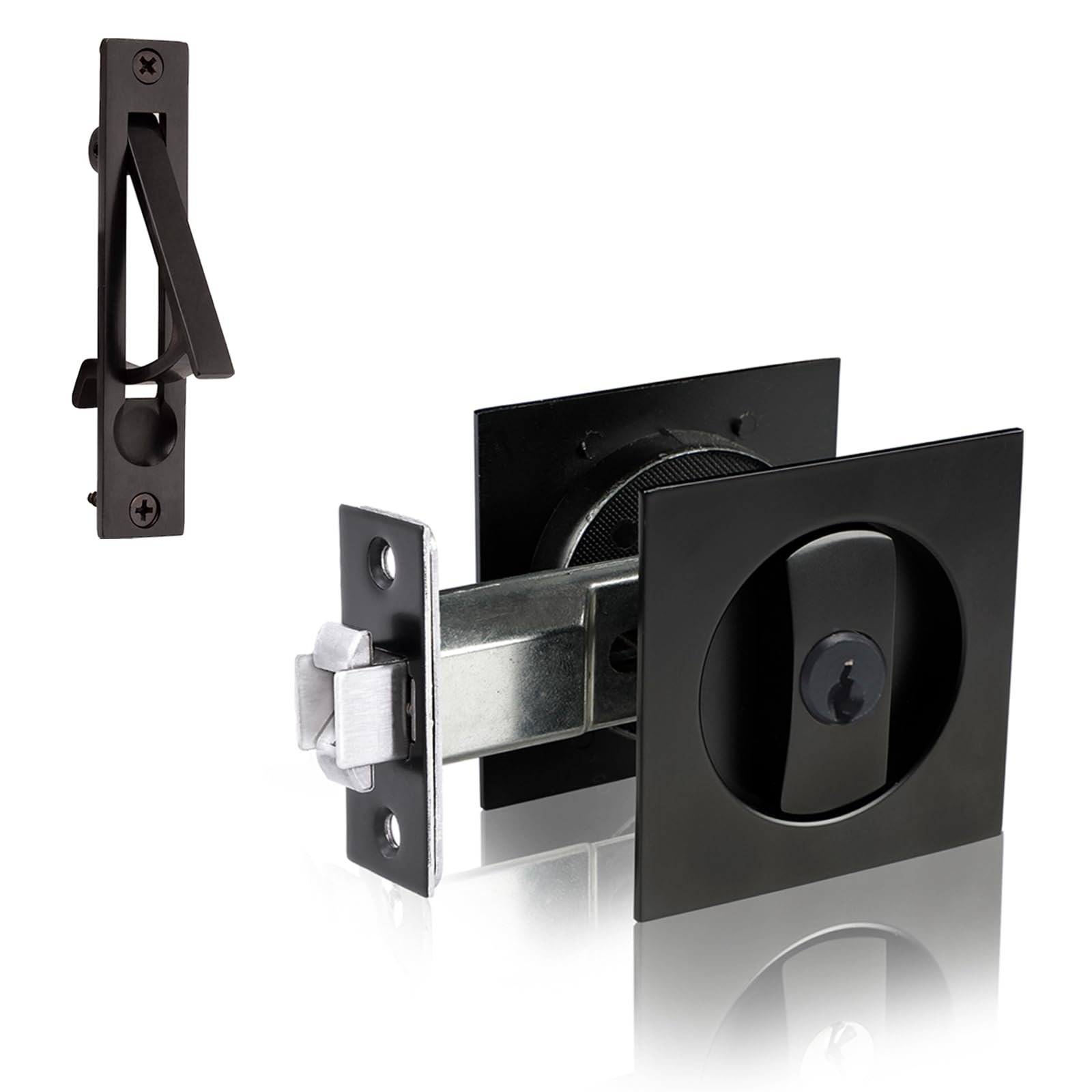 Pocket Door Lock With Key Modern Entry Sliding Barn Door Latch – Image 2