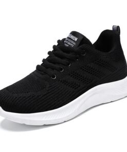 2025 Spring New White Bottom Black Surface Women's Shoes Mesh Breathable Sports Shoes Middle-Aged Women Mom Shoes Ladies Sneakers