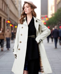 Popular Trench Coat Women 2024 Autumn And Winter New Mid-Length Coat White