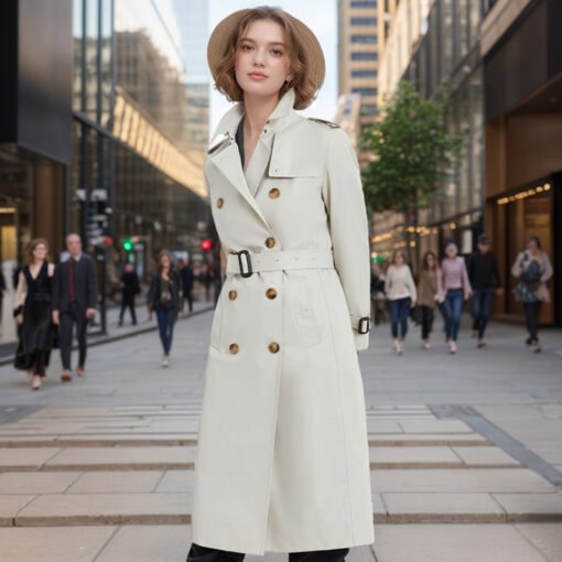 Popular Trench Coat Women 2024 Autumn And Winter New Mid-Length Coat White – Image 2